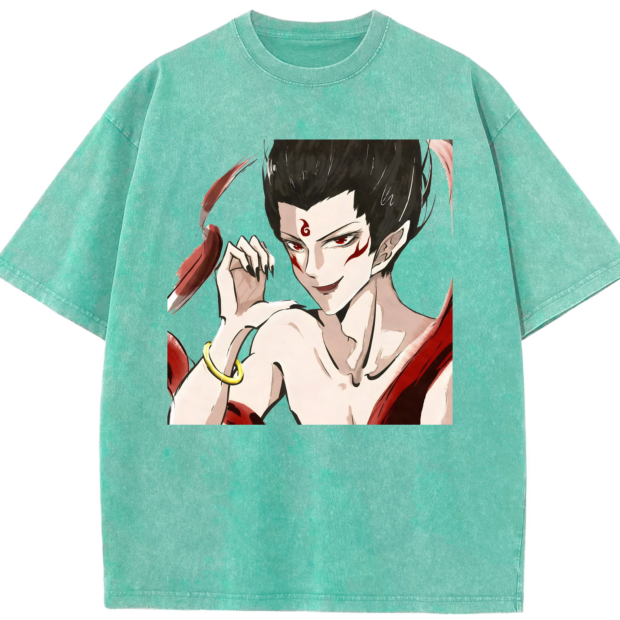 （画像用） Ne Zha 2 ナタ 魔童の大暴れ 綿100% ヴィンテージ風 半袖Tシャツ（フロントプリント）
